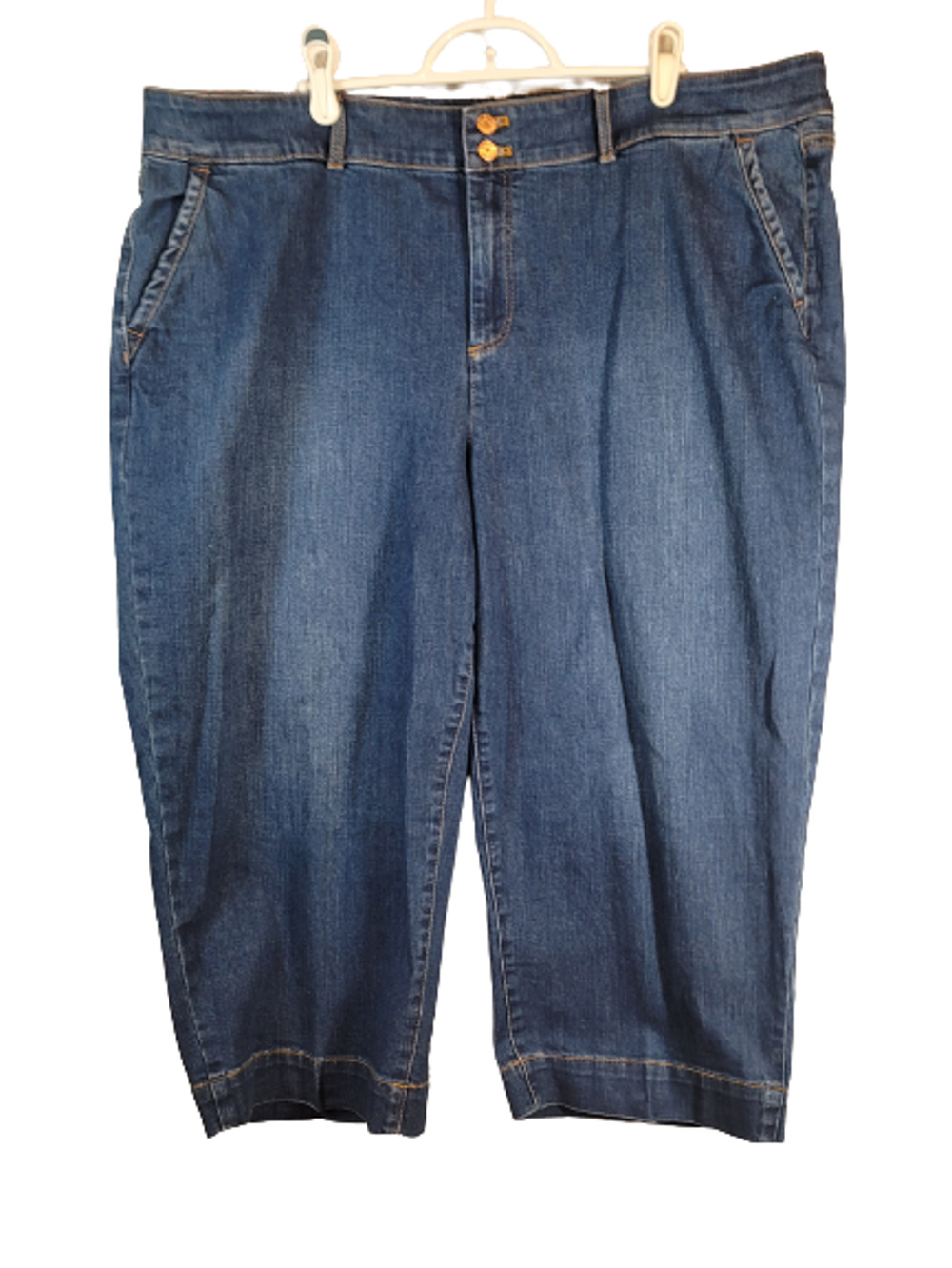 Jones New York Womens Jeans 20W Blue Denim Stretch Capri Cropped Plus Size